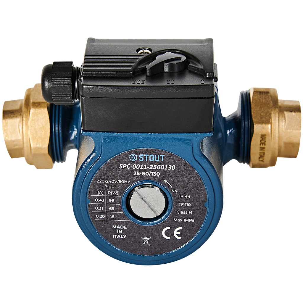 Циркуляционный насос STOUT 25-60/130 220/240V 50Hz с латунными гайками G 1 1/2 x Rp 1, SPC-0011-2560130