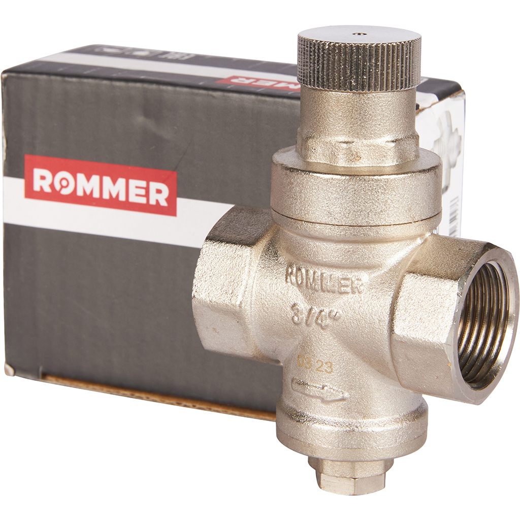 Редуктор давления ROMMER PN16 вн/вн 3/4 без подключения манометра, RVS-0009-000020