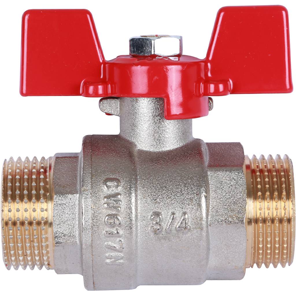 Кран шаровой ROMMER 3/4 НР/НР, ручка бабочка, RBV-0007-0410220