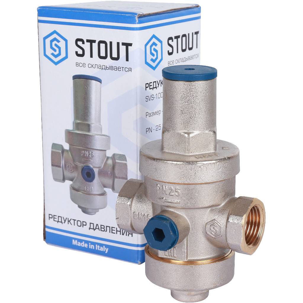 STOUT  Редуктор давления PN25 вн/вн 1/2  с выходом под манометр, SVS-1008-000015