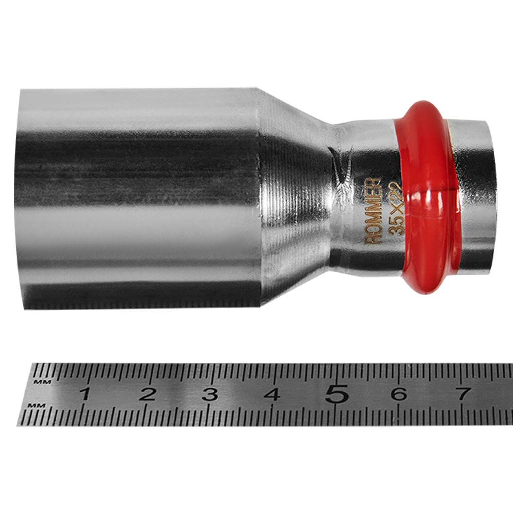 Муфта ROMMER переходная НПр-ВПр, 35х22, из нержавеющей стали прессовой, RSS-1020-003522