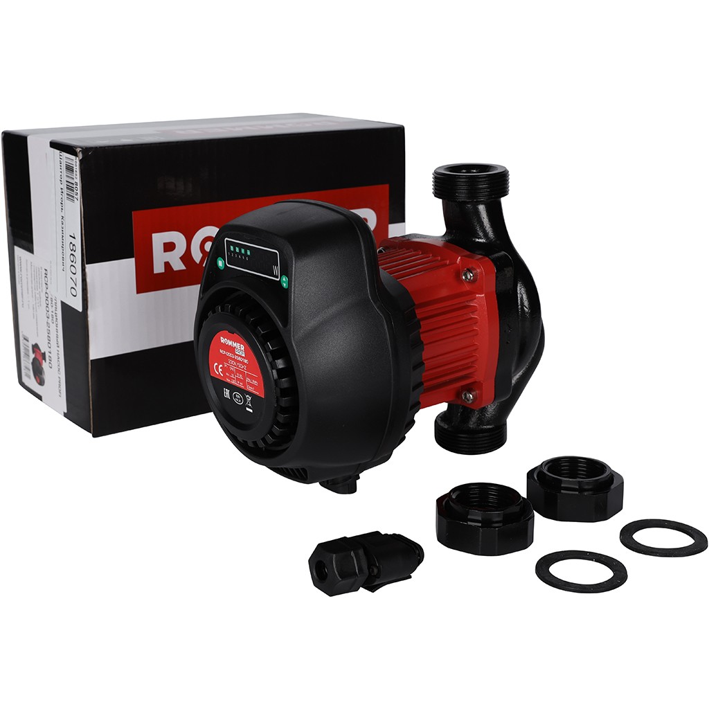 *RCP-0003-2580180 ROMMER Циркуляционный насос ER 25/80-180 с гайками, RCP-0003-2580180