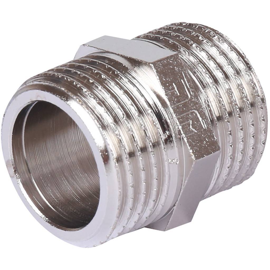 Ниппель HH TIEMME никелированный 1/2х1/2 для стальных труб резьбовой, 1500036