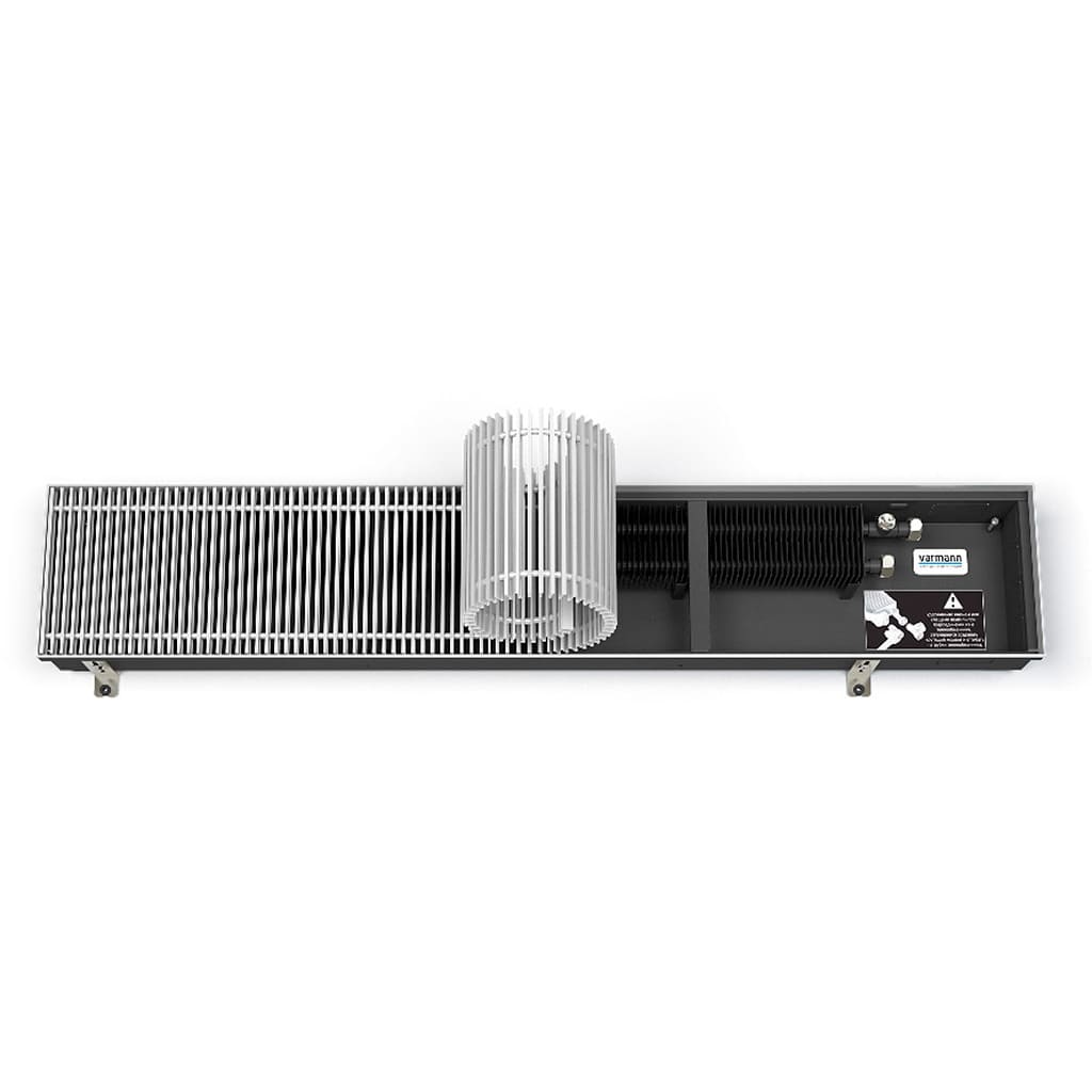 Внутрипольный конвектор VARMANN Qtherm 110х180х1600 (без решетки, без декоративной рамки) правое подключение, Q 180.110.1600 ORF