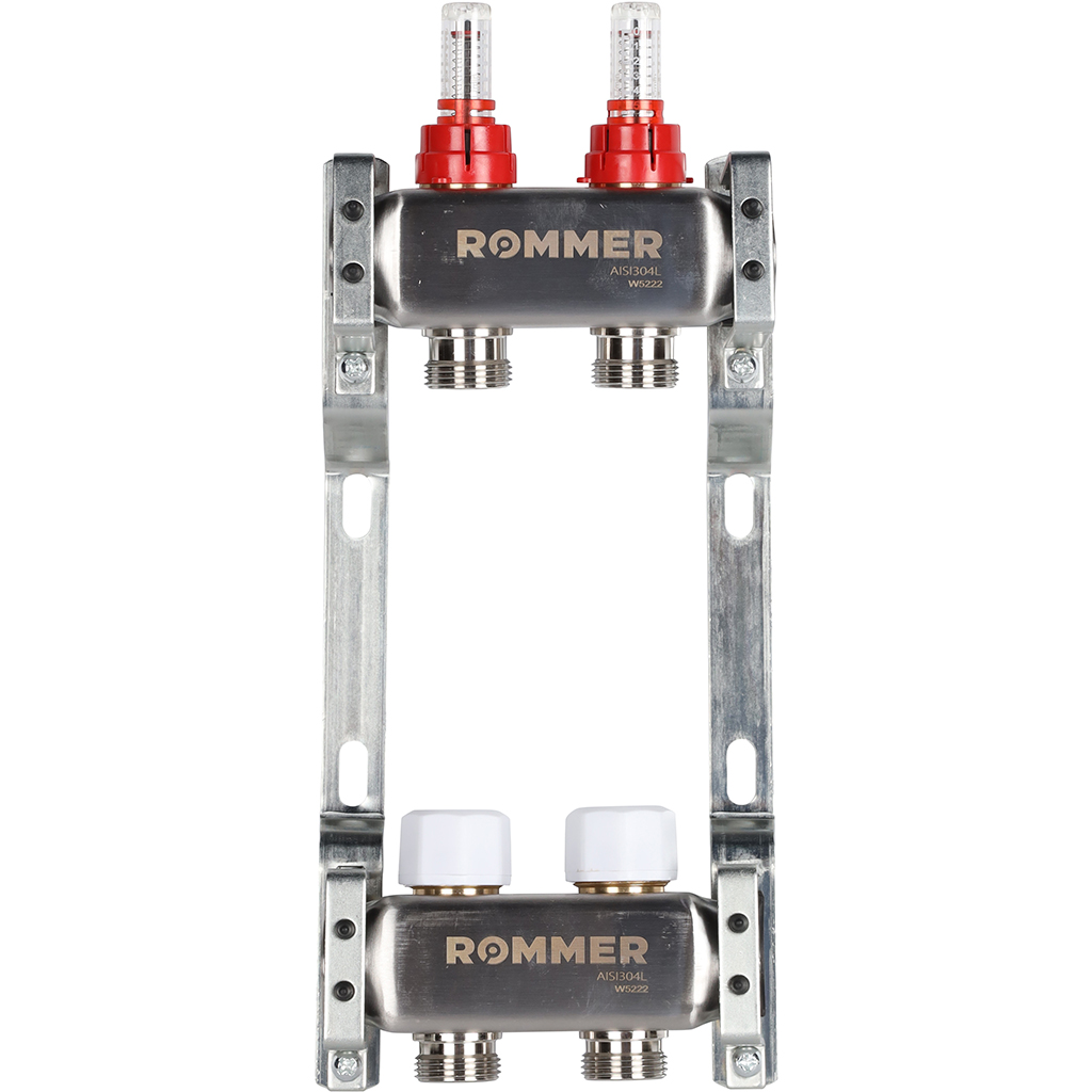 Коллектор из нержавеющей стали с расходомерами ROMMER 2 выхода, RMS-1200-000002