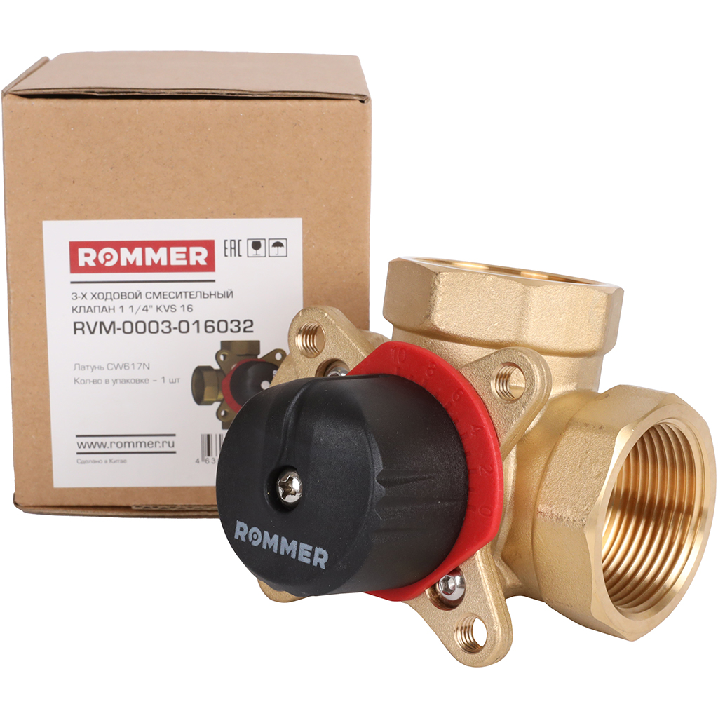 3-х ходовой смесительный клапан ROMMER 1 1/4  KVs 16, RVM-0003-016032