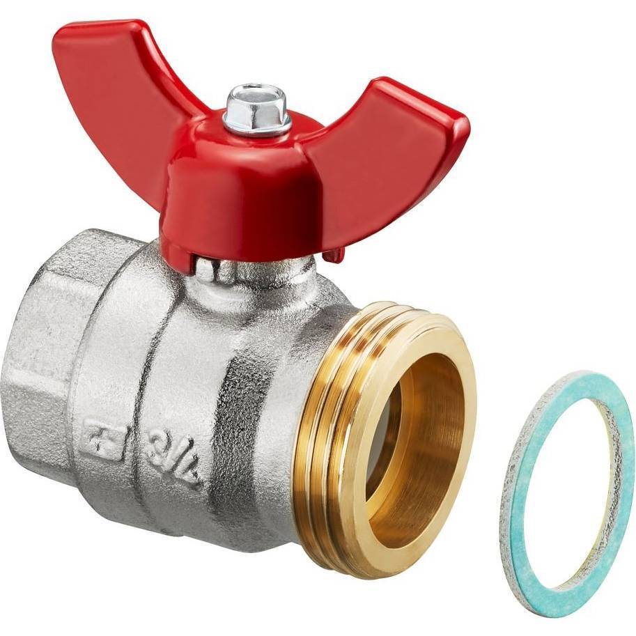Кран шаровой Oventrop муфтовый G1 BP х G1 HP с плоским уплотнением ручка бабочка, 1406384