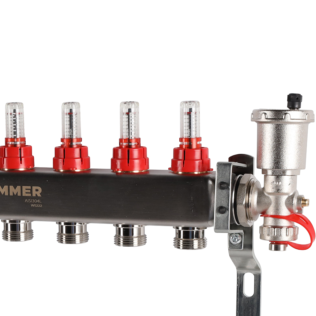 Коллектор из нержавеющей стали в сборе с расходомерами ROMMER 7 выходов, RMS-1210-000007