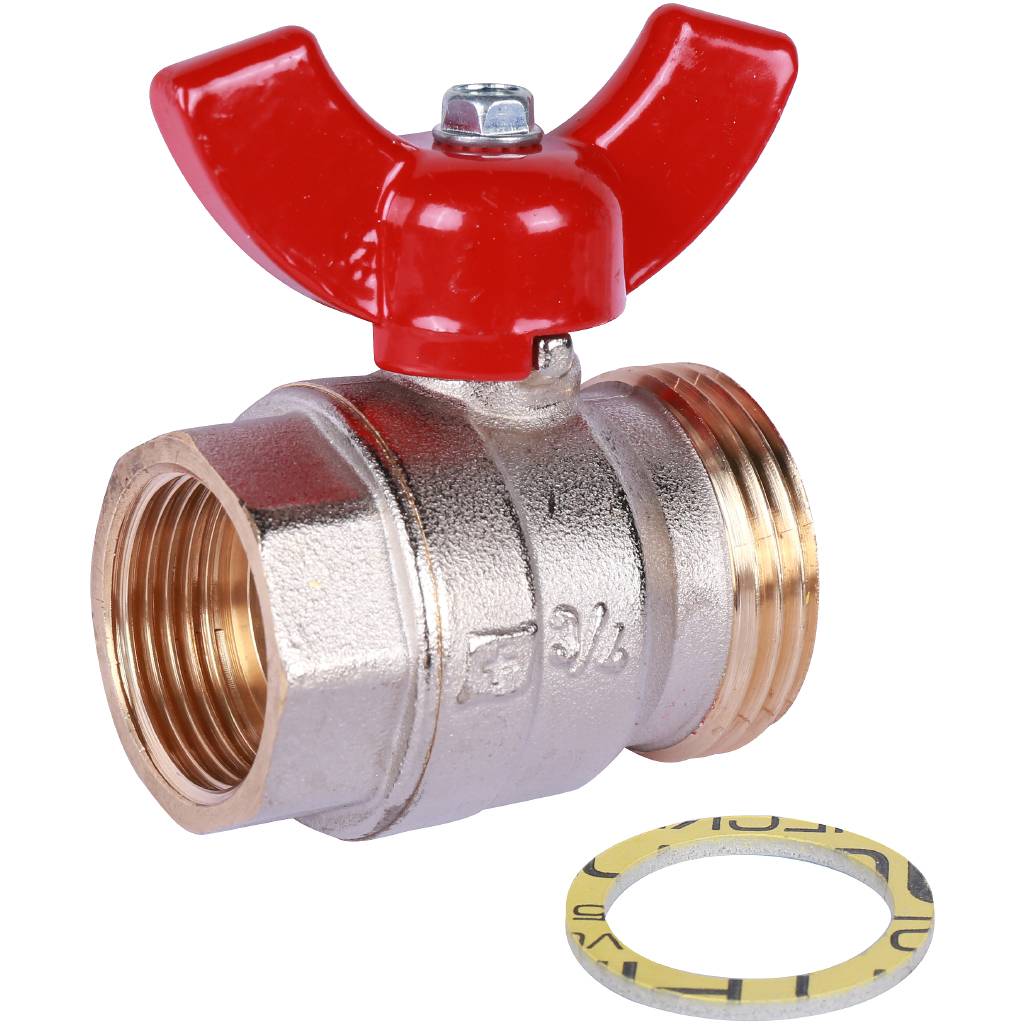 Шаровой кран с плоским уплотнением OVENTROP Ду20 G3/4 ВР x G1 НР , 1406383