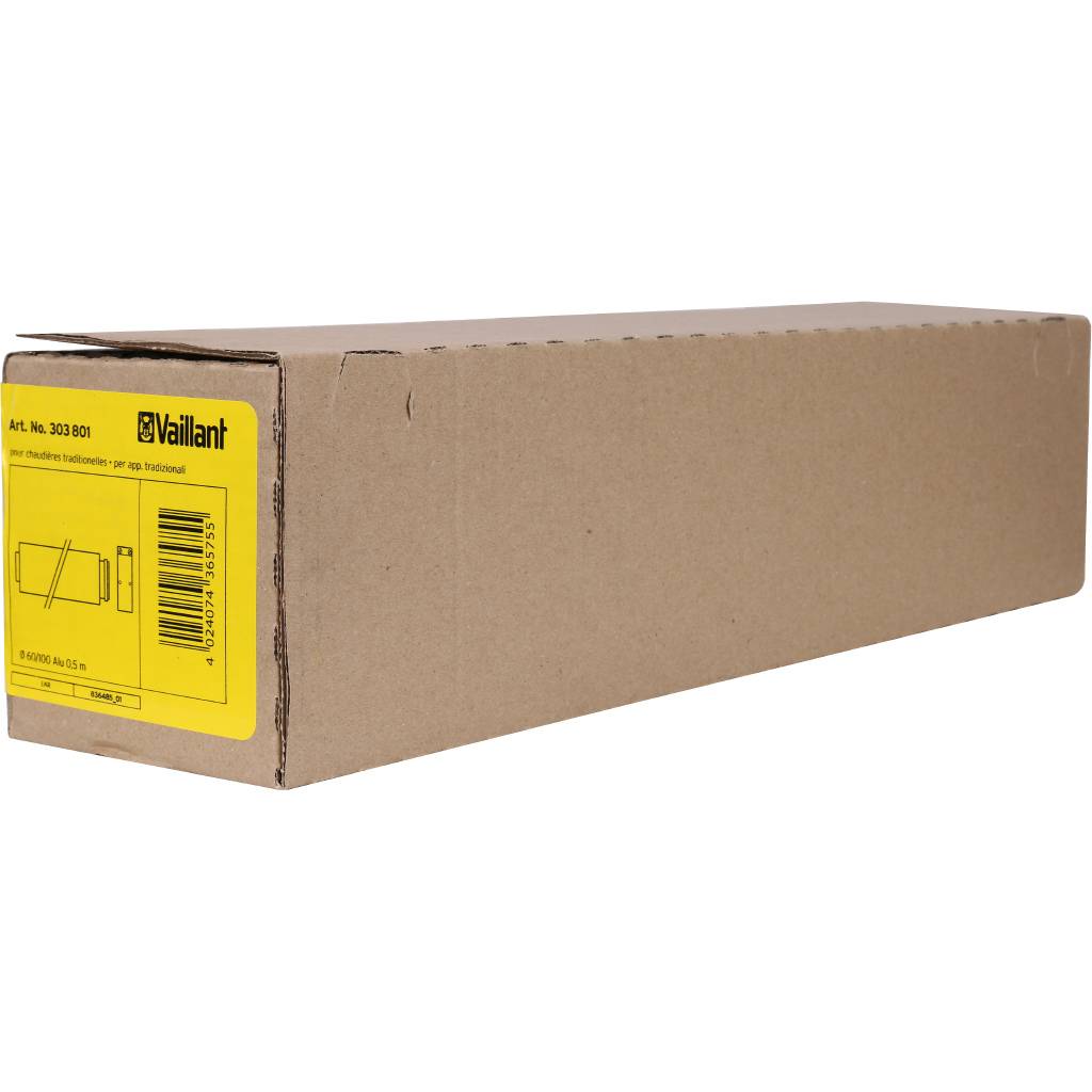 Труба Vaillant 0,5 м DN 60/100 белая, 303801