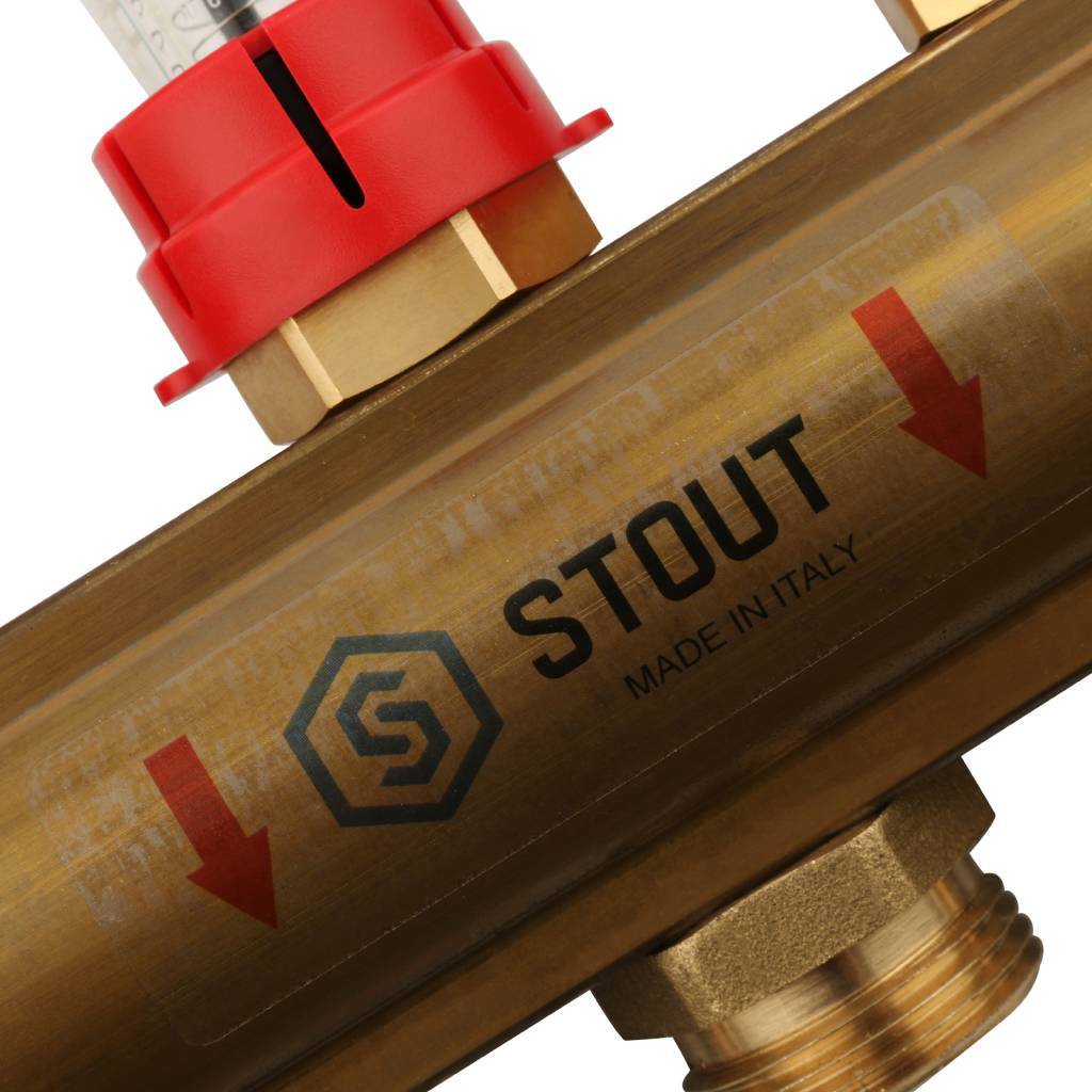 Распределительный коллектор из латуни с расходомерами STOUT 3 выхода, SMB 0473 000003
