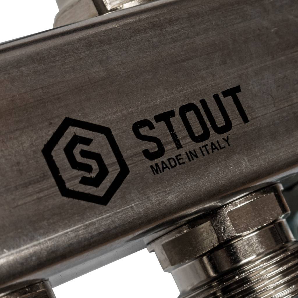 Коллектор из нержавеющей стали для радиаторной разводки STOUT 10 выходов, SMS 0923 000010
