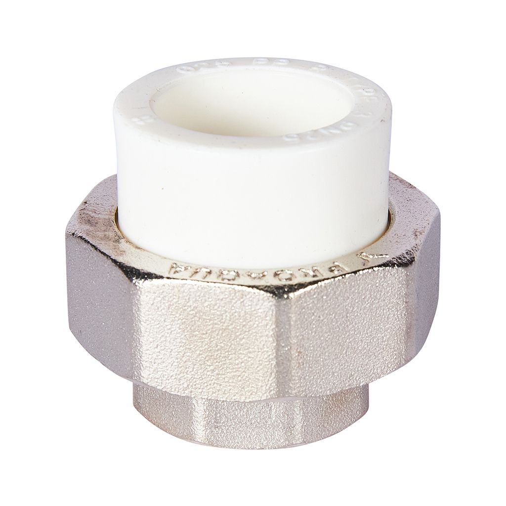 Муфта комбинированная Pro Aqua d=25-3/4 PP-R разъемная (американка) УСИЛЕННАЯ ВР Белая, PA20014S