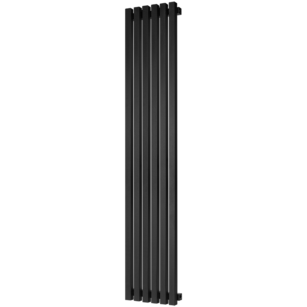 Стальной трубчатый радиатор STOUT TUBE QUADRO 6 секций боковое подключение QV40-1750-6 RAL1T103S9005 (черный матовый муар), STQV4017506RAL1T103S9005