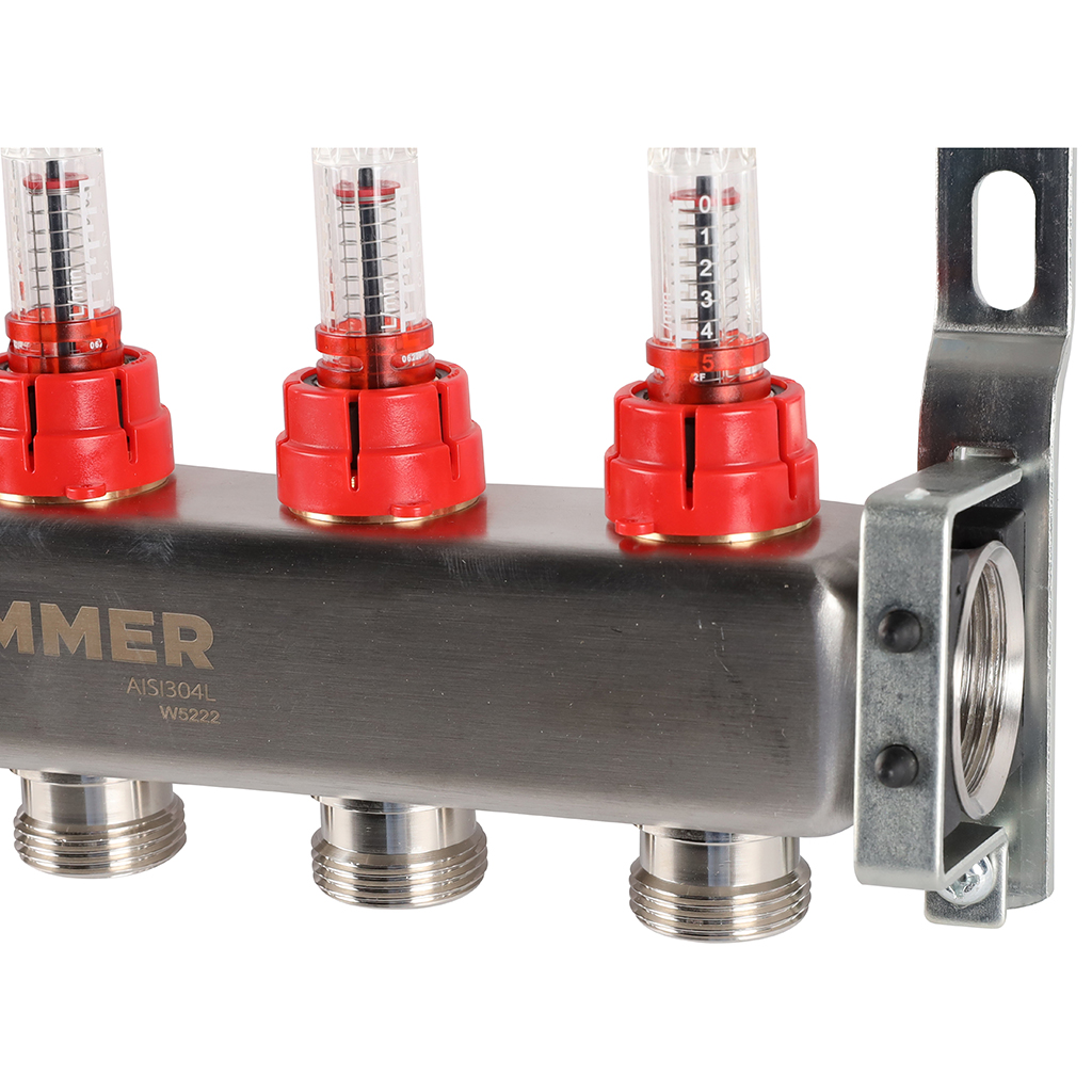 Коллектор из нержавеющей стали с расходомерами ROMMER 5 выходов, RMS-1200-000005
