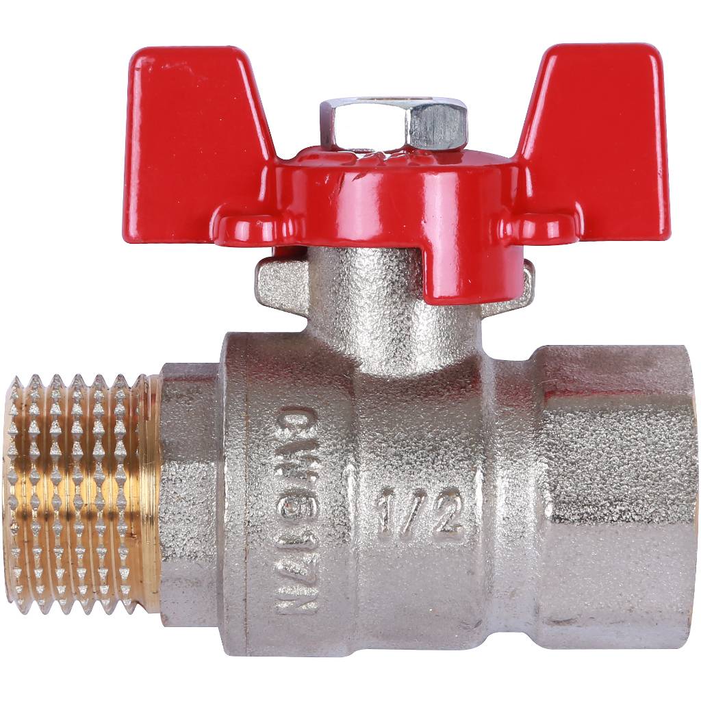 Кран шаровой ROMMER 1/2 ВН/НР, ручка бабочка, RBV-0004-0210215