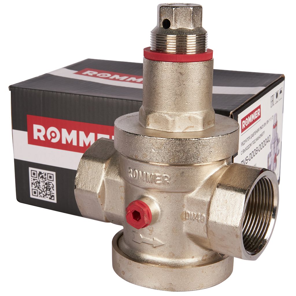 Редуктор давления ROMMER PN25 вн/вн 1 1/2  с выходом под манометр, RVS-0008-000040