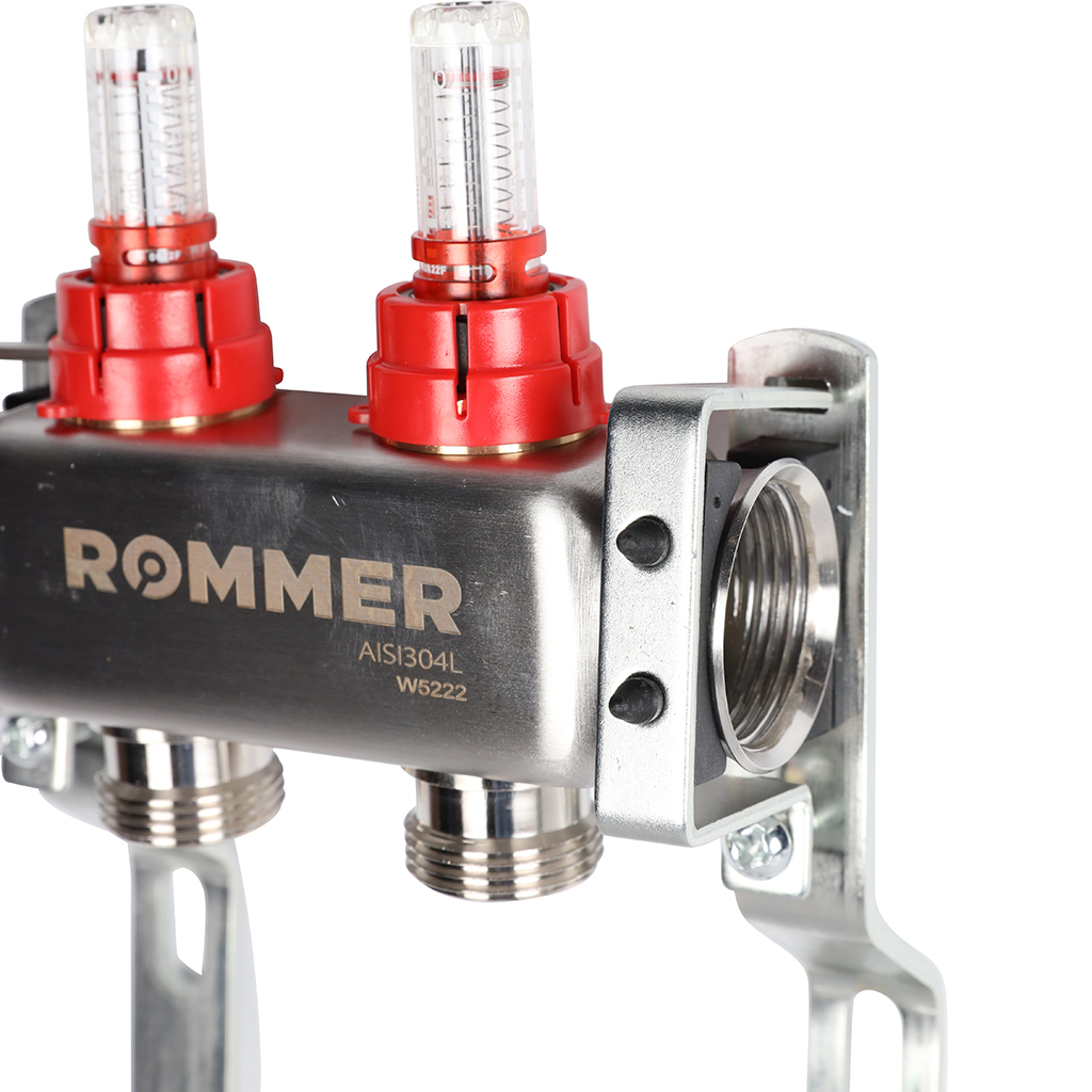 Коллектор из нержавеющей стали с расходомерами ROMMER 2 выхода, RMS-1200-000002