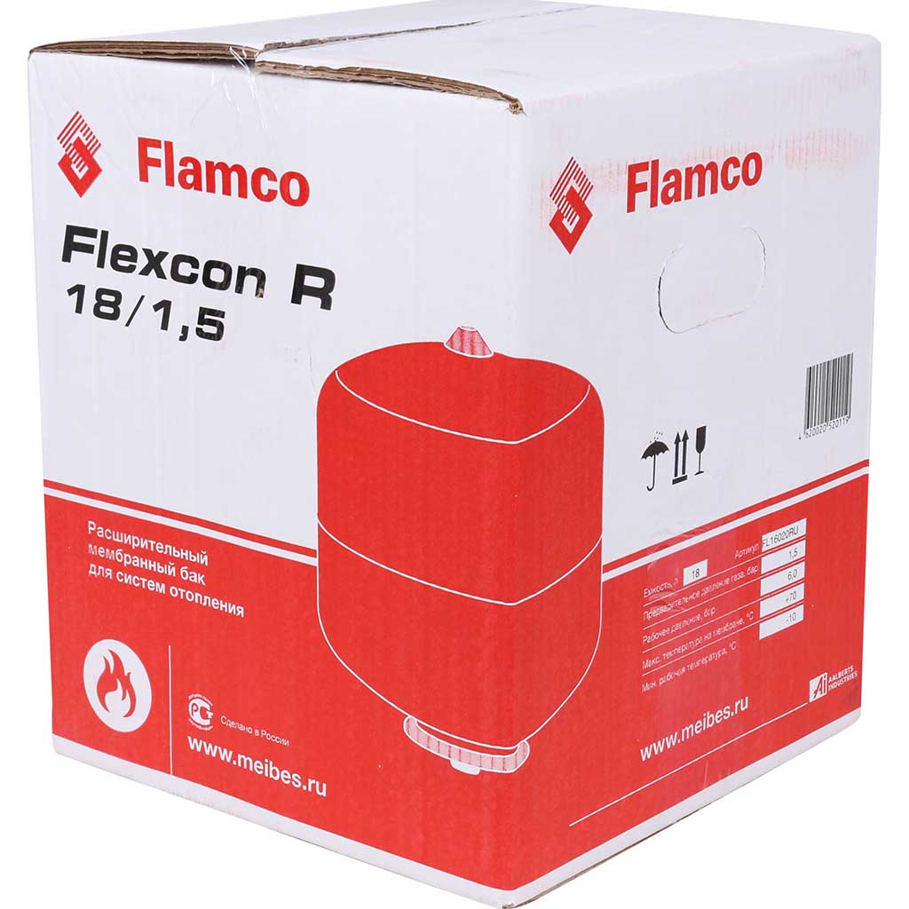 Расширительный бак Flamco Flexcon R (теплоснабжение/холодоснабжение) Flexcon R 18л/1,5 - 6bar, 16020RU