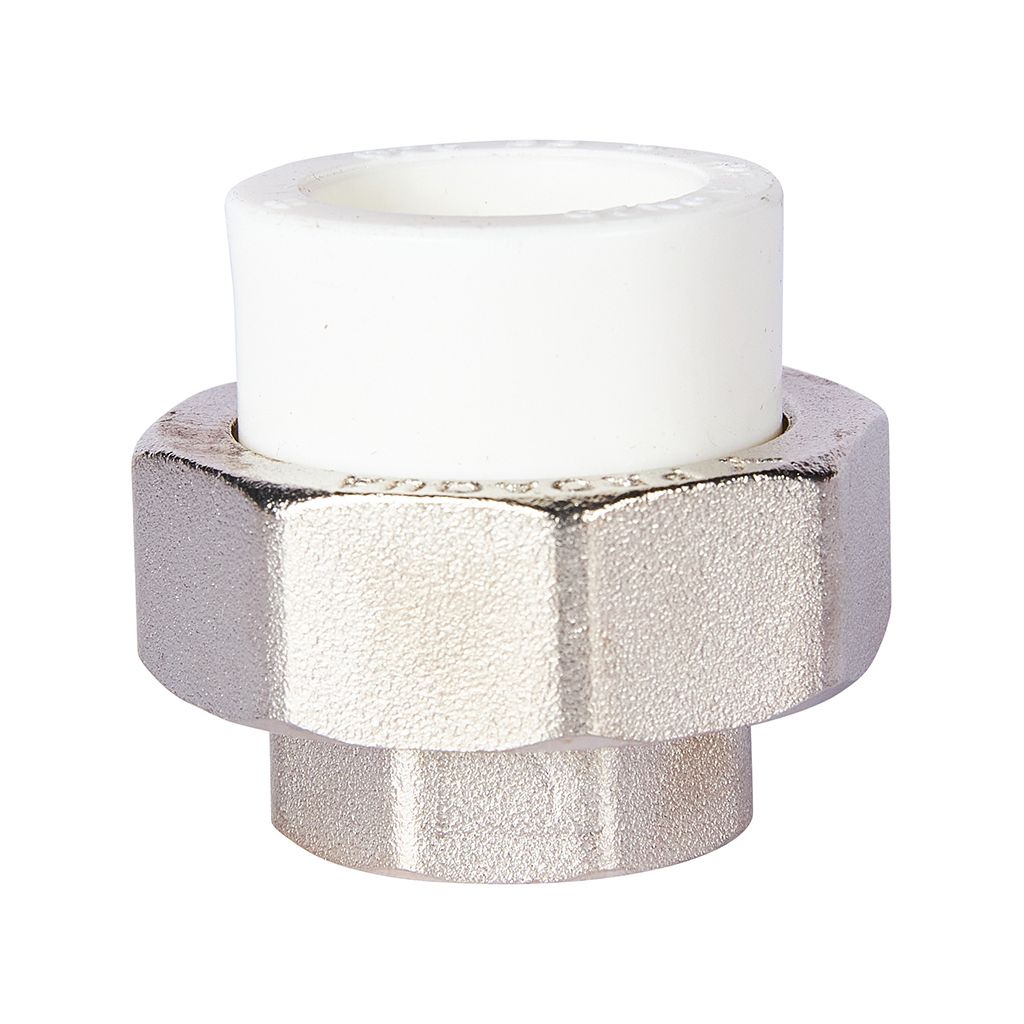 Муфта комбинированная Pro Aqua d=25-3/4 PP-R разъемная (американка) УСИЛЕННАЯ ВР Белая, PA20014S