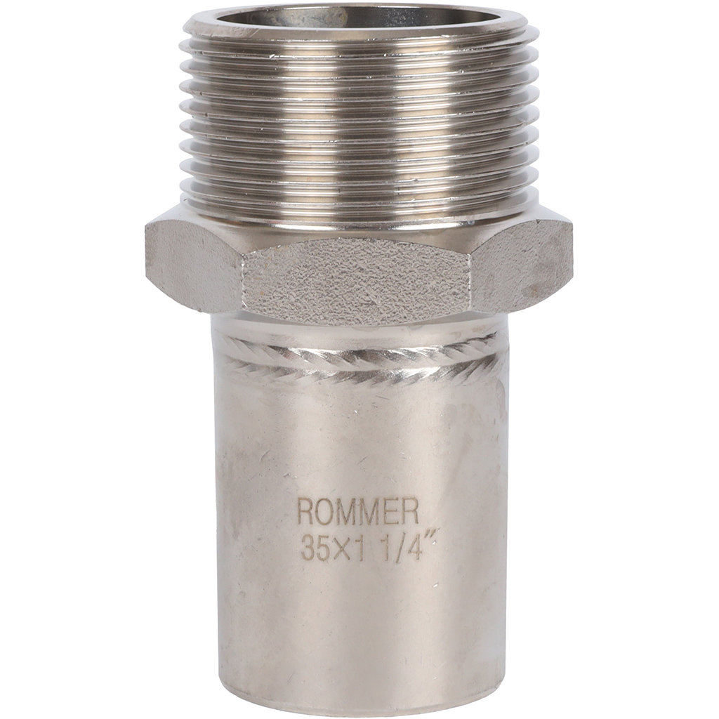 Вставка переходная НПр-НР ROMMER 35х1 1/4 из нержавеющей стали прессовой, RSS-0024-035114