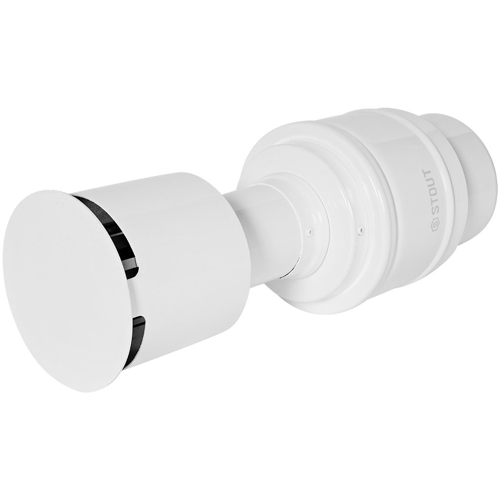 STOUT SCR-6010-800002 STOUT Оголовок вертикальный с ветрозащитой традиц. коакс. D60(п)/100(п) БЕЛЫЙ узкий, SCR-6010-800002