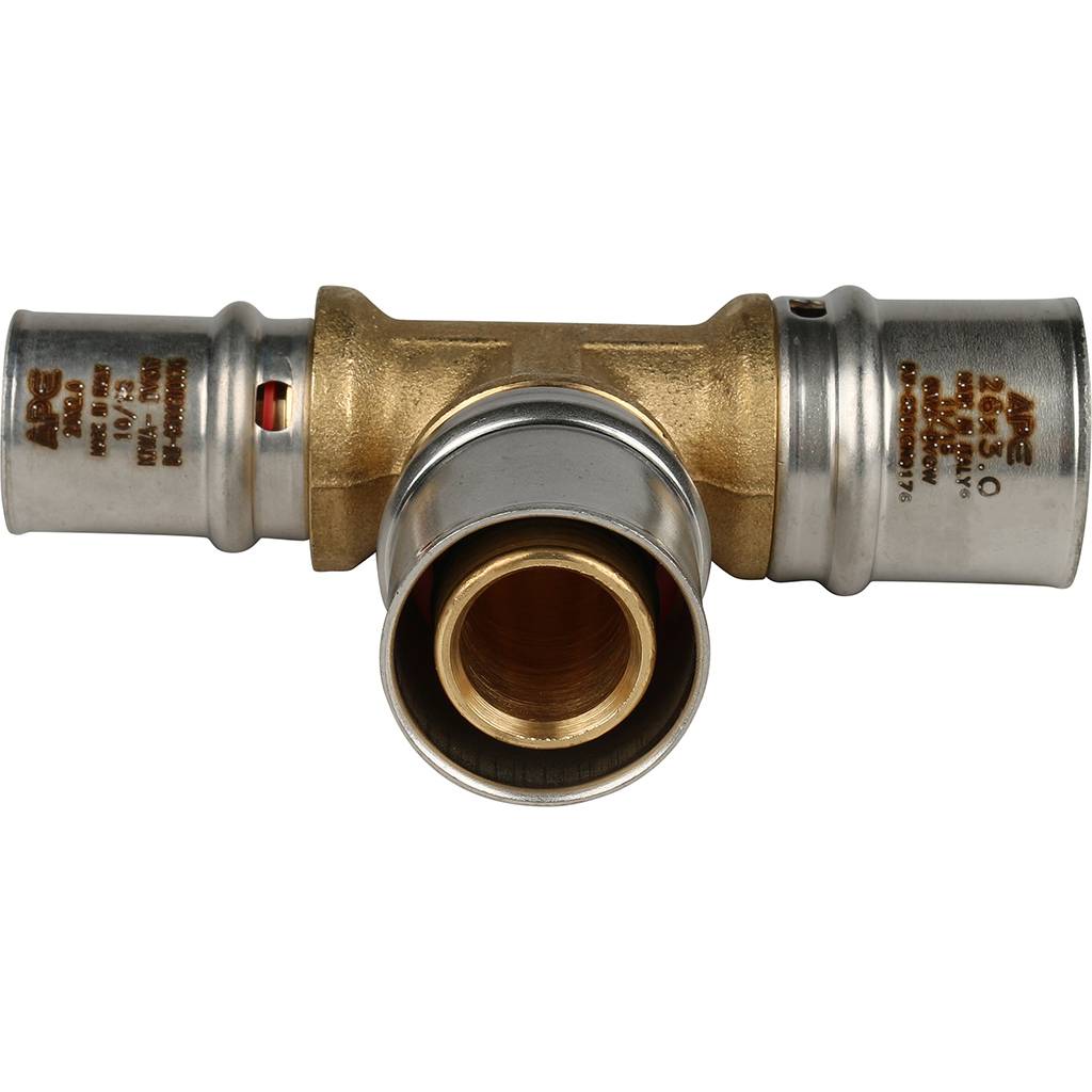 Тройник переходной STOUT 26х26х20 для металлопластиковых труб прессовой, SFP-0005-262620