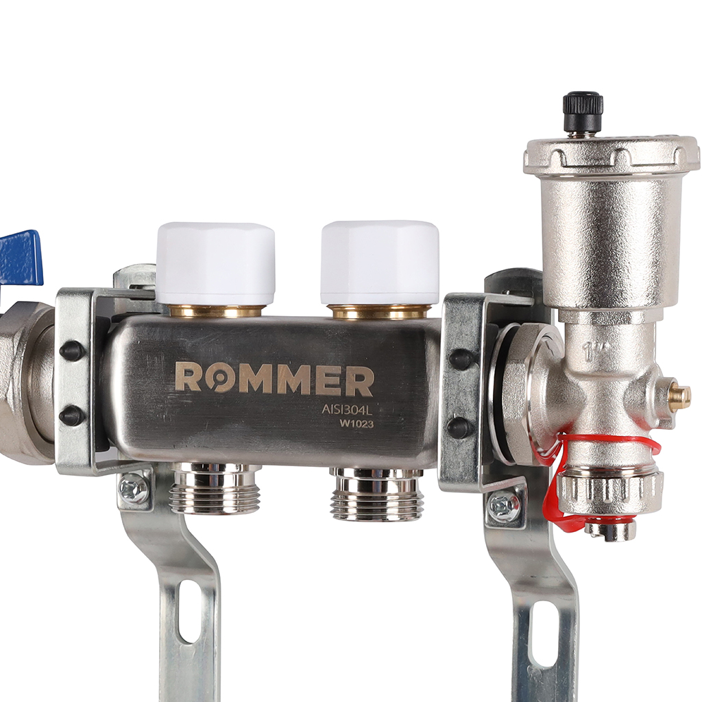 Коллектор из нержавеющей стали в сборе с расходомерами ROMMER 2 выхода, RMS-1210-000002