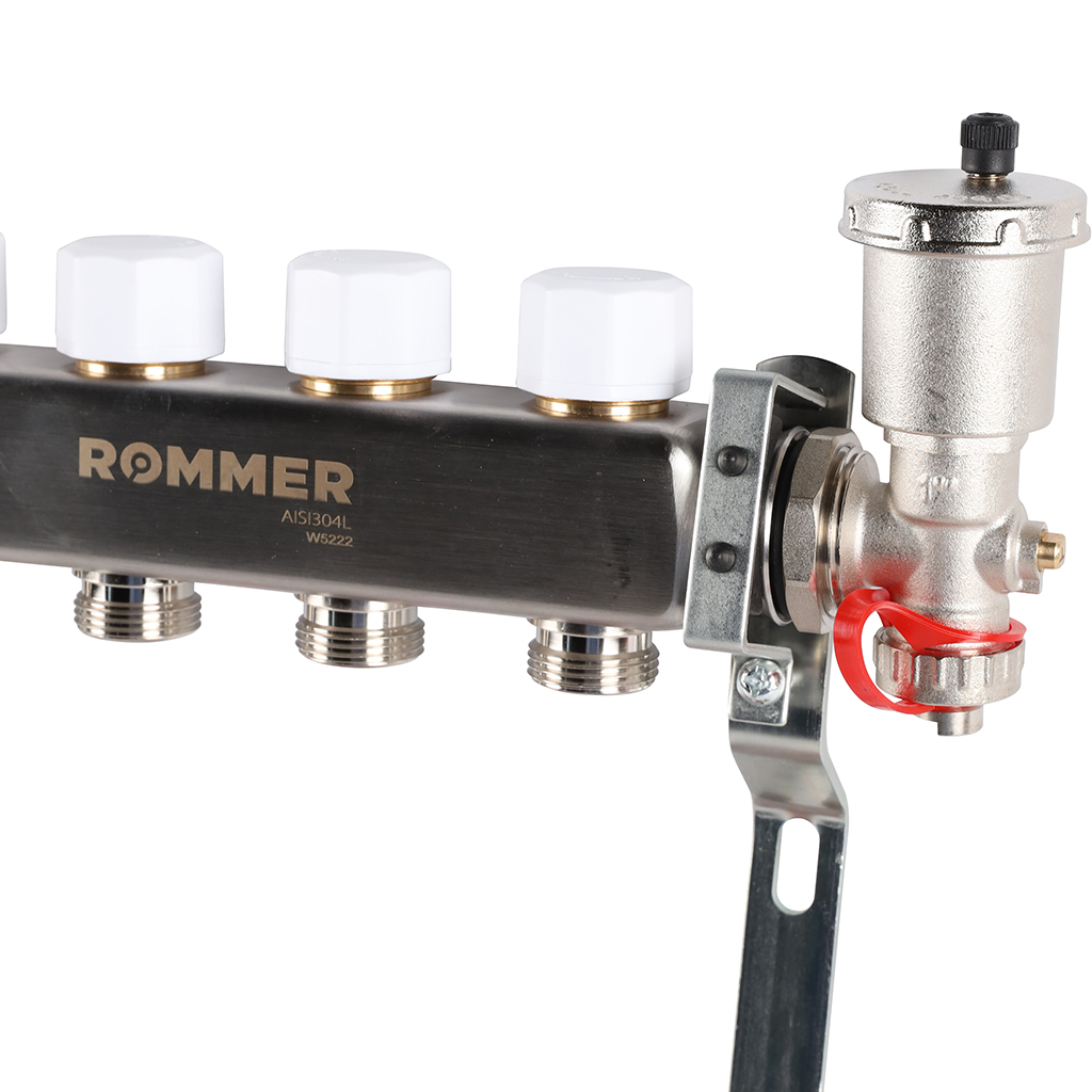 Коллектор из нержавеющей стали в сборе с расходомерами ROMMER 4 выхода, RMS-1210-000004