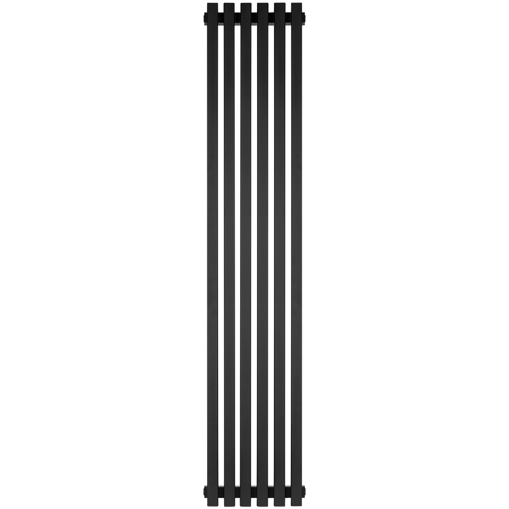 Стальной трубчатый радиатор STOUT TUBE QUADRO 6 секций нижнее правое подключение QV40-1750-6 R RAL1T103S9005 (черный матовый муар), STQV4017506RRAL1T103S9005