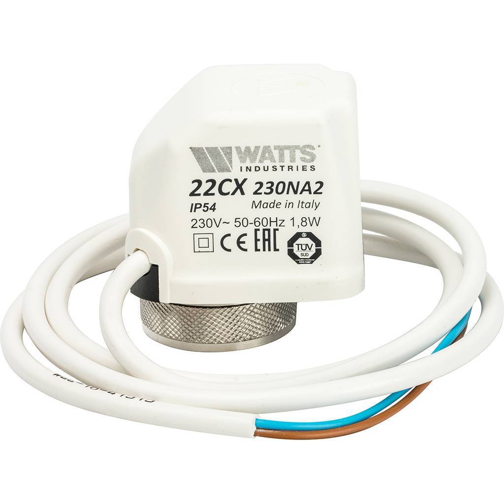 Электротермический сервопривод Watts 22CX230NA2 нормально открытый, 230 В, 10029674