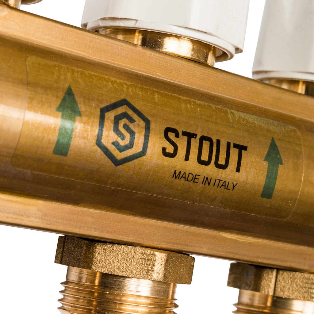 Распределительный коллектор из латуни с расходомерами STOUT 11 выходов, SMB 0473 000011