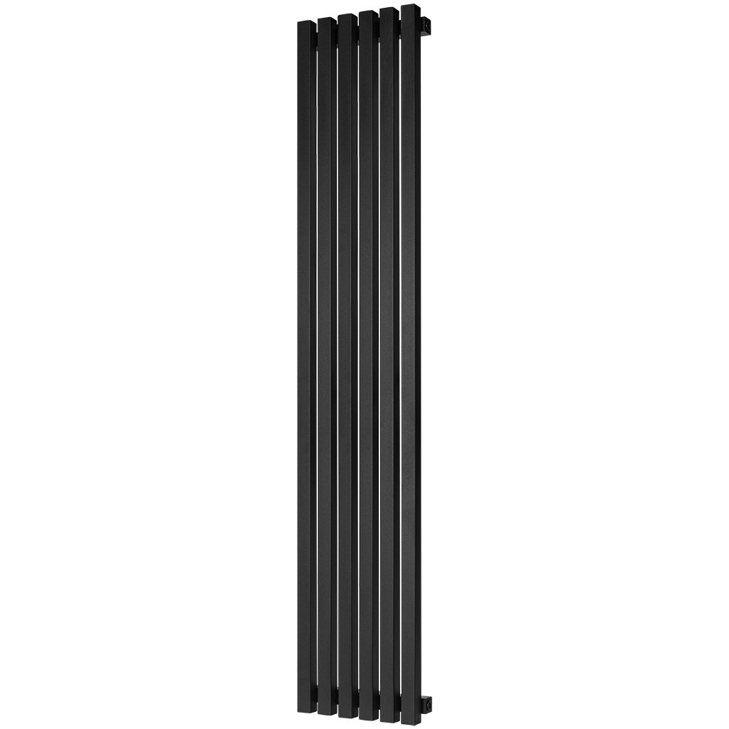 Стальной трубчатый радиатор STOUT TUBE QUADRO 6 секций нижнее правое подключение QV40-1750-6 R RAL1T103S9005 (черный матовый муар), STQV4017506RRAL1T103S9005
