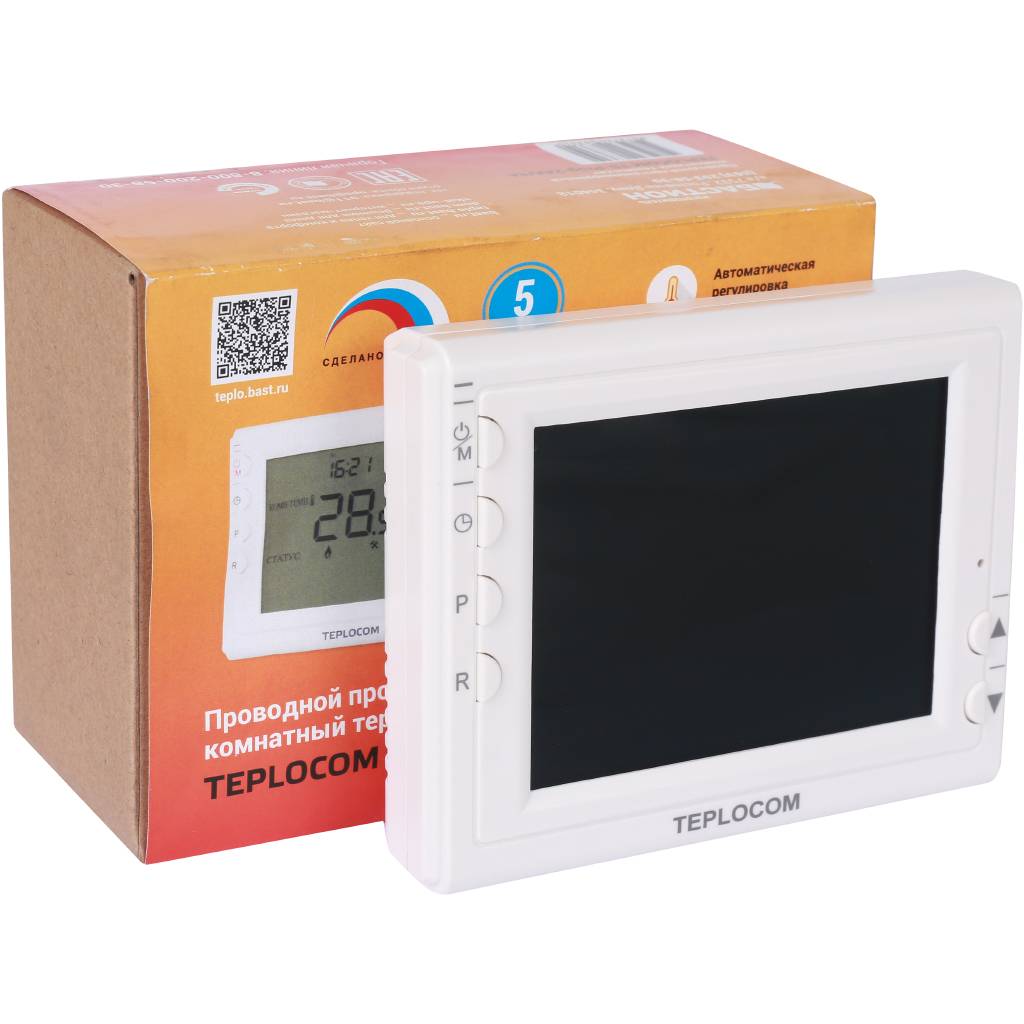 Термостат комнатный Teplocom TS-Prog-2AA/8A, проводной, прогр., реле 250В, 8А, 912