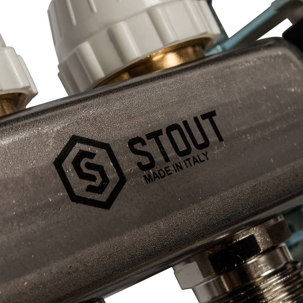Коллектор из нержавеющей стали в сборе с расходомерами STOUT 4 выхода, SMS 0907 000004