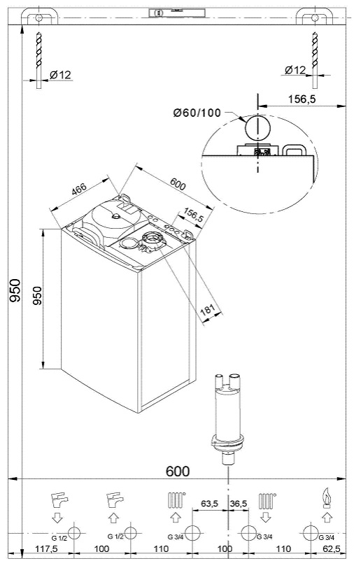 Газовый настенный котел Baxi NUVOLA Duo-tec + 24 конденсационный, 7219554--