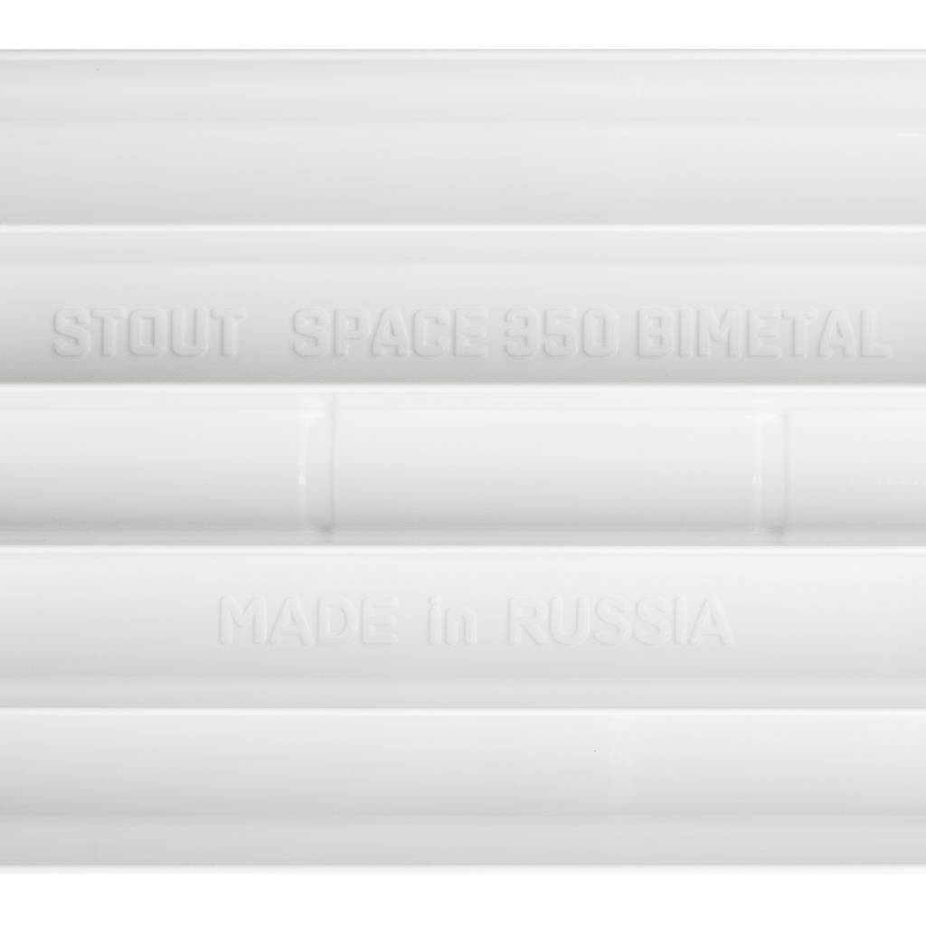 Радиатор биметаллический STOUT Space 350 14 секций боковое подключение RAL9016, SRB-0310-035014
