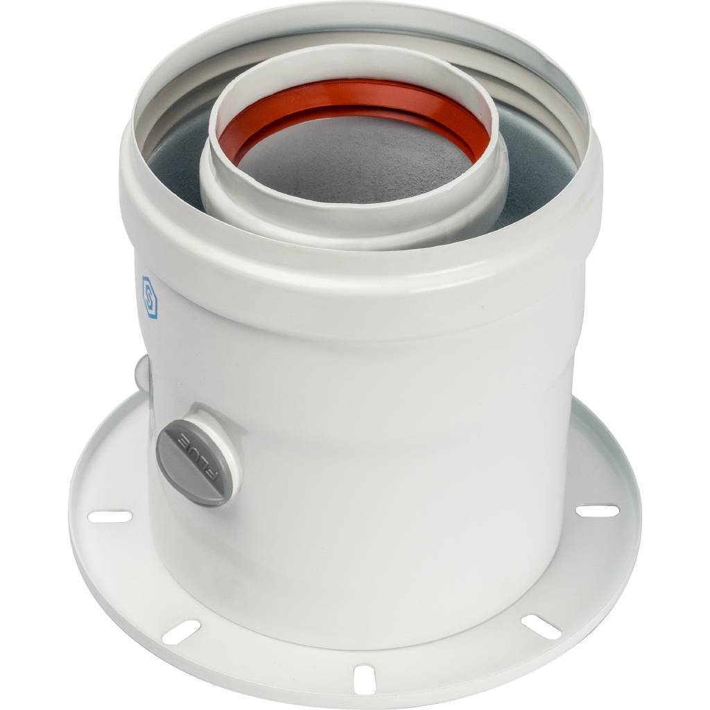 *SCA-6010-240100 STOUT Элемент дымохода DN60/100 адаптер для котла вертикальный коаксиальный (совместимый с Bosch, Buderus)(с логотипом), SCA-6010-240100