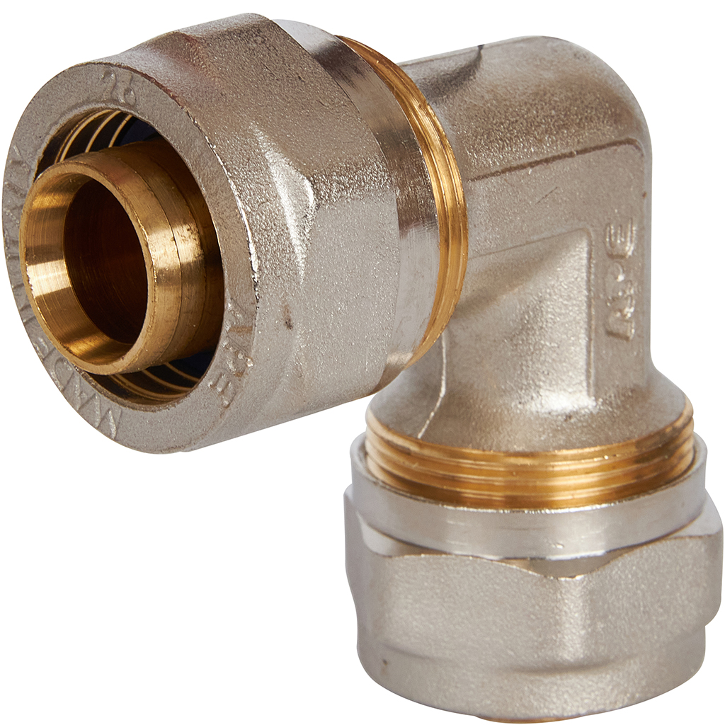 Угольник STOUT  90° 26х26 для металлопластиковых труб винтовой, SFS-0003-002626