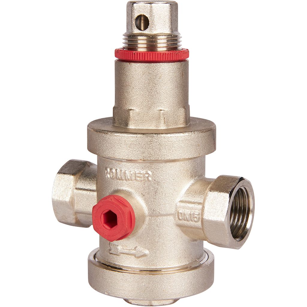 Редуктор давления ROMMER PN25 вн/вн 1/2 с выходом под манометр, RVS-0008-000015