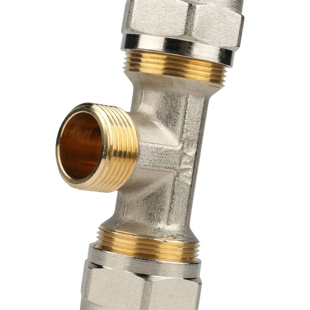 *SFS-0011-003426 STOUT Тройник-переходник с наружной резьбой 3/4 х26 для металлопластиковых труб винтовой, SFS-0011-003426
