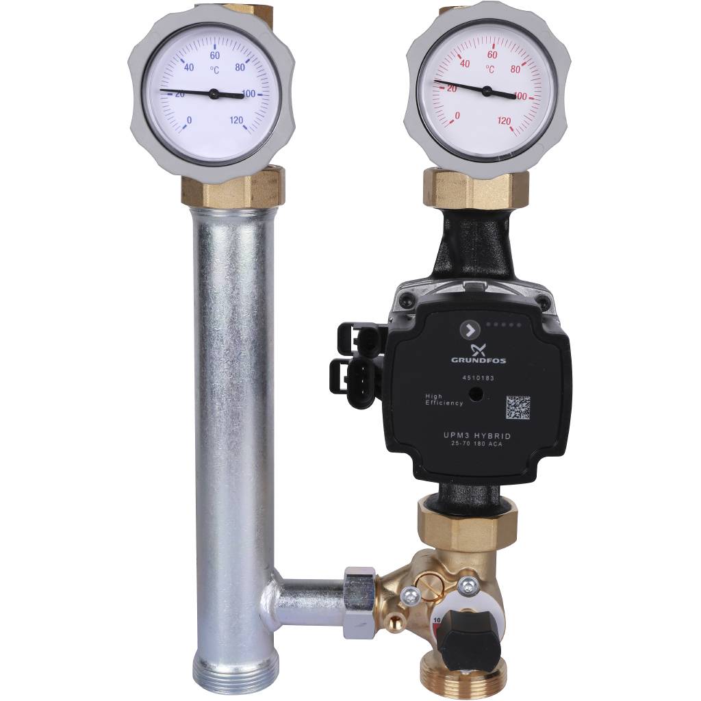 Группа насосная Meibes, поколение 8, MK с нас. Grundfos UPM3 Hybrid 25-70* , трехход. смесит., 1, M66831.36