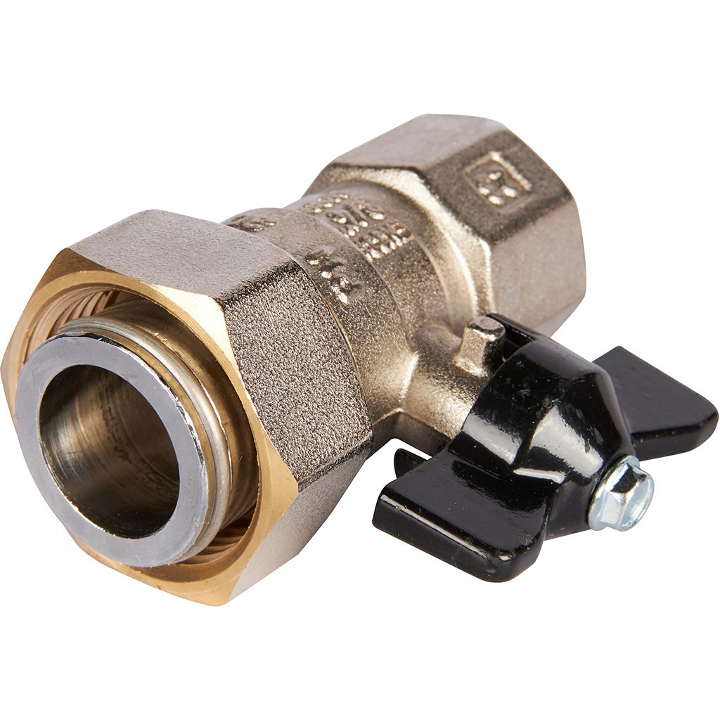 Кран шаровой STOUT 3/4x1 с накидной гайкой, ВР/накидная гайка, ручка бабочка, SVB-0009-002025