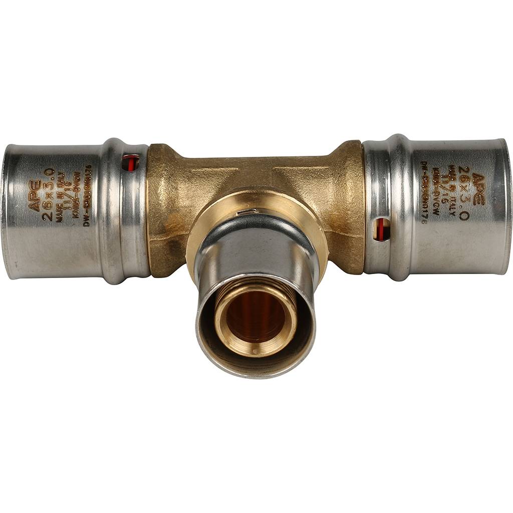 Тройник переходной STOUT 26х20х26 для металлопластиковых труб прессовой, SFP-0005-262026