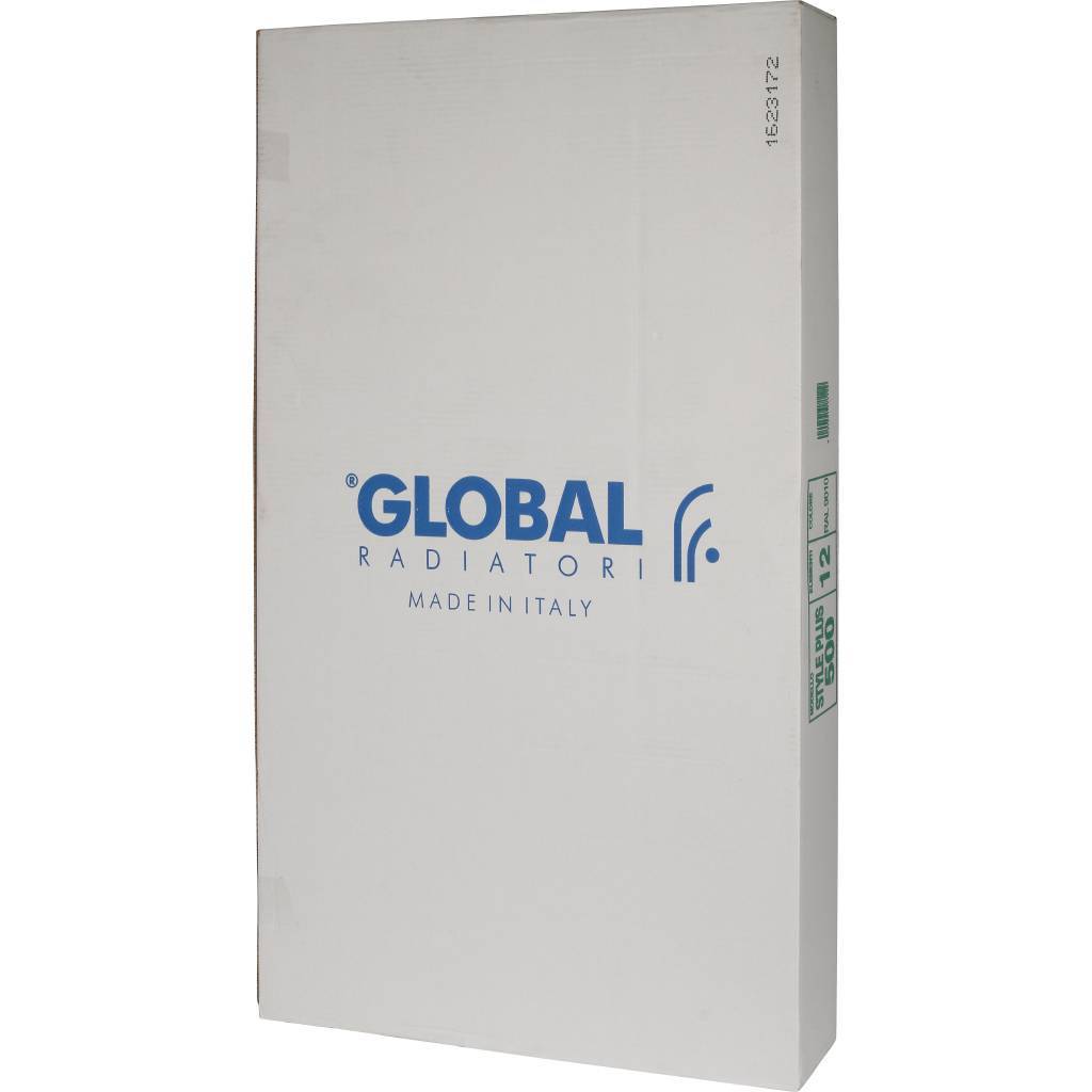 Радиатор биметаллический Global STYLE PLUS 500 12 секций боковое подключение (белый RAL 9010), STP05001012