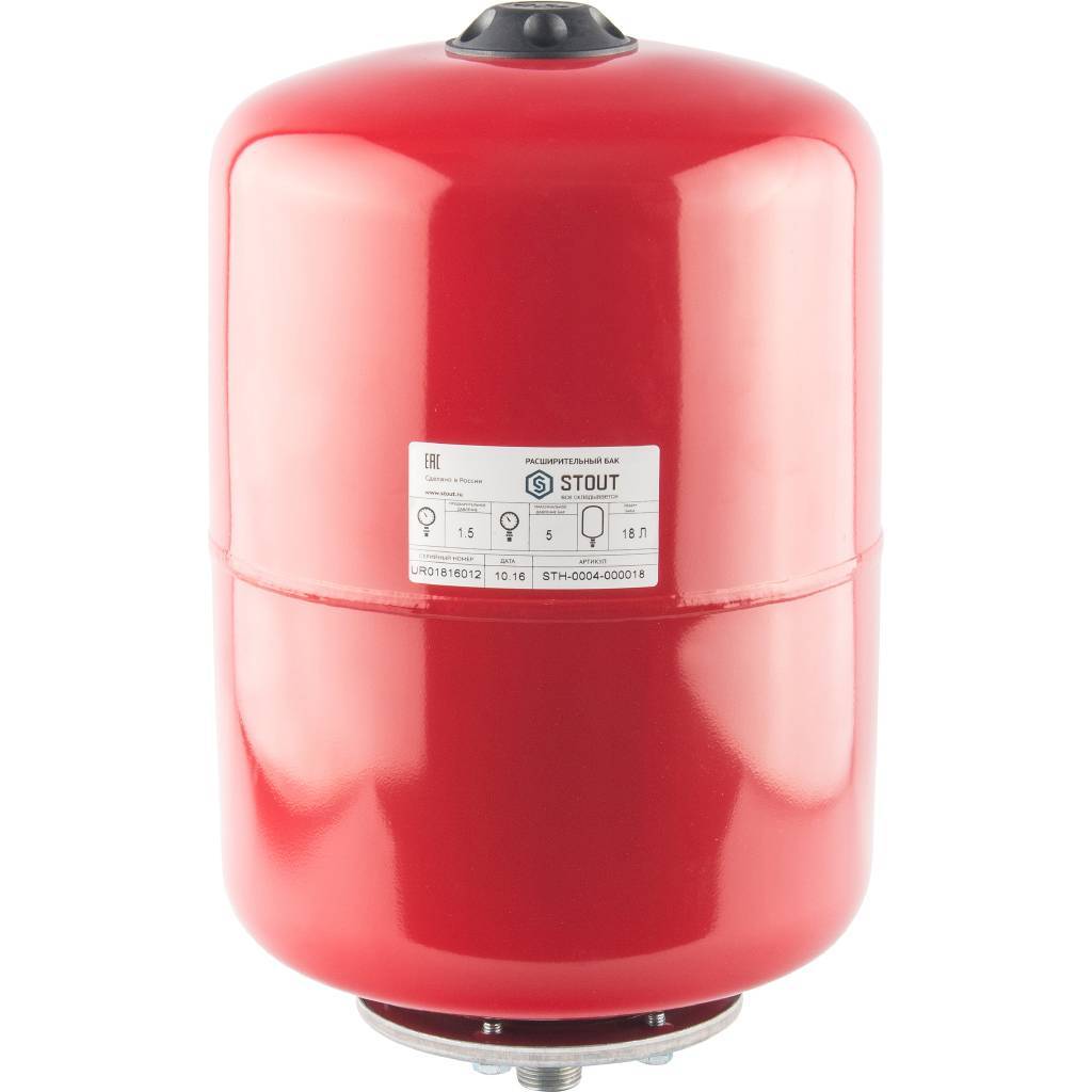 Расширительный бак STOUT STH-0004 на отопление 18 л. (цвет красный), STH-0004-000018