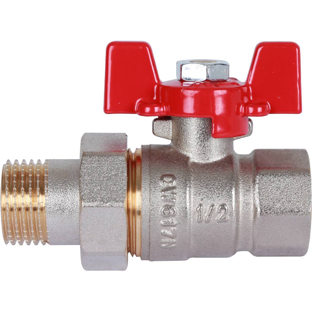 Кран шаровой ROMMER с американкой 1/2 ВН/НР, ручка бабочка, RBV-0005-0510215