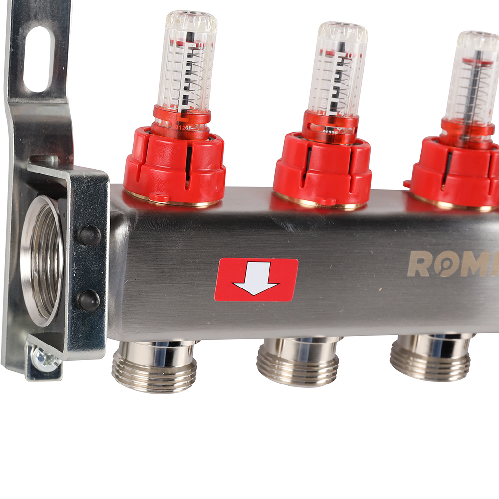 Коллектор из нержавеющей стали с расходомерами ROMMER 5 выходов, RMS-1200-000005