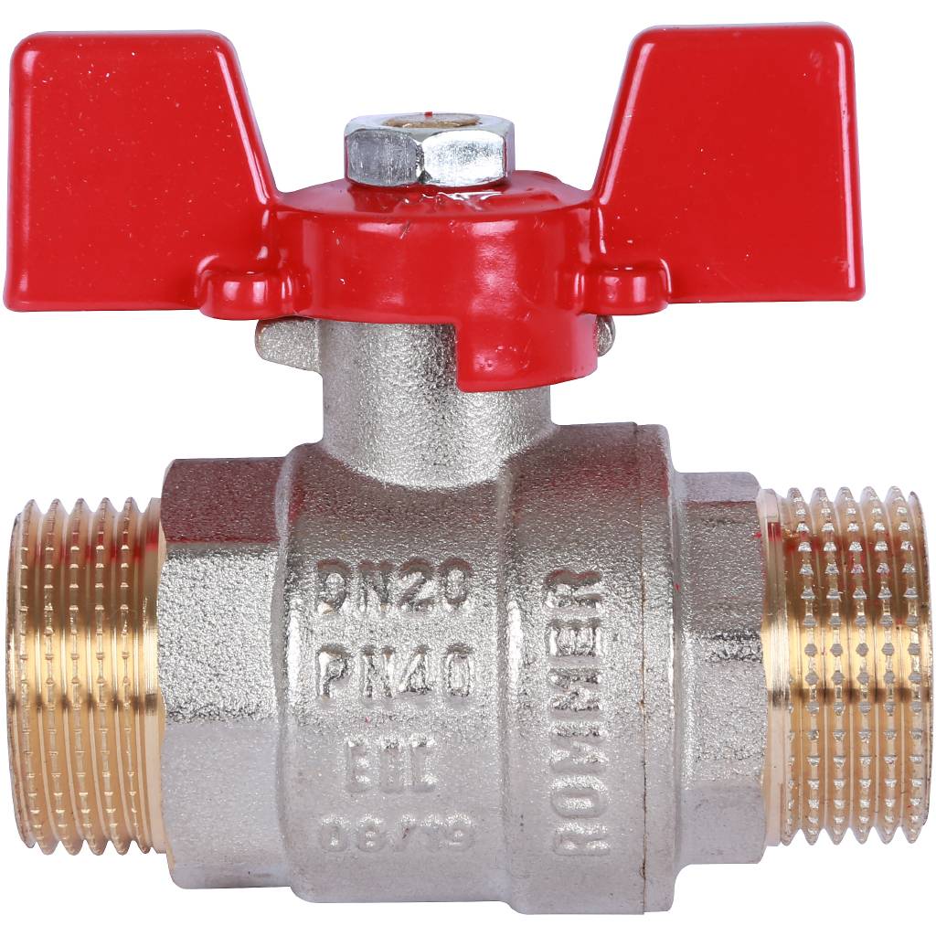 Кран шаровой ROMMER 3/4 НР/НР, ручка бабочка, RBV-0007-0410220