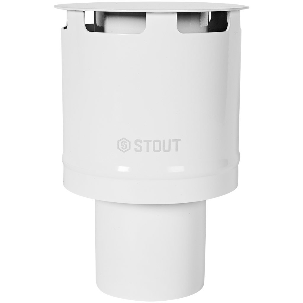 STOUT SCR-0080-800001 STOUT Оголовок вертикальный с ветрозащитой сварной традиц. D80(п) БЕЛЫЙ узкий, SCR-0080-800001